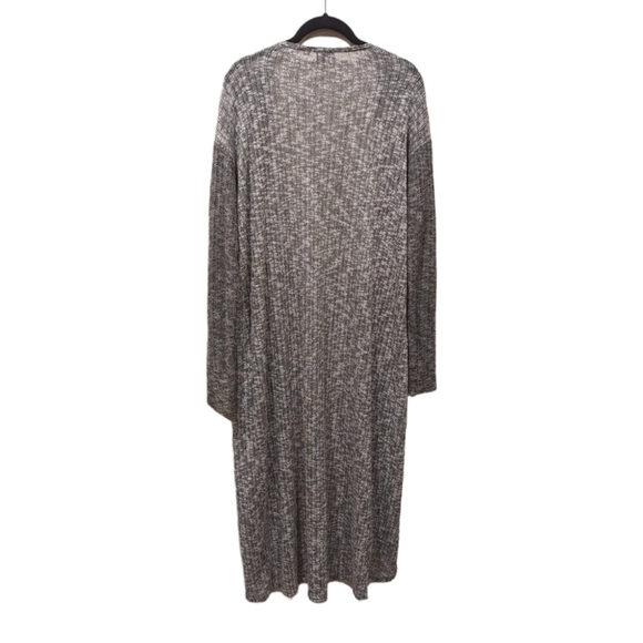 Anthropologie Postage Stamp Long Gray Duster Mixed Knit Cardigan (M) - Picture 2 of 4